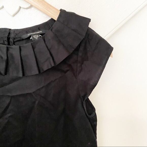 Club Monaco black ruffle neck blouse sz XS - Picture 2 of 6